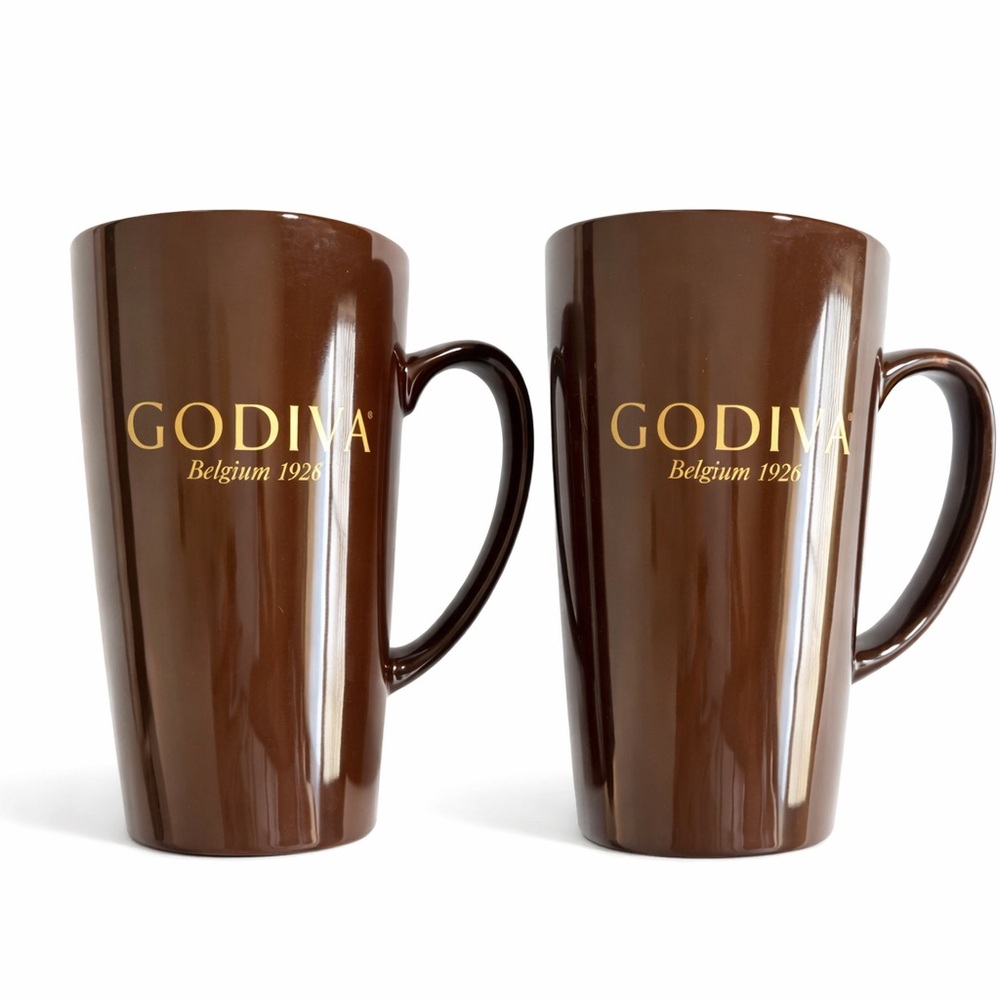 GODIVA Coffee Mugs brown tall chocolate